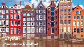  Presentation with amsterdam - Audience pleasing theme consisting of houses in amsterdam backdrop and a tawny brown colored foreground