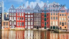  Presentation with amsterdam - Presentation theme having houses in amsterdam background and a light blue colored foreground