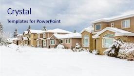  Presentation with house snow mountain - Amazing theme having houses in suburb at snow backdrop and a sky blue colored foreground