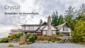  Presentation with north america - Slide set featuring houses-in-suburb-at-spring background and a  colored foreground