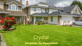  Presentation with north america - Presentation theme consisting of houses-in-suburb-at-spring background and a tawny brown colored foreground