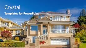  Presentation with north america - Presentation design with houses-in-suburb-at-spring background and a teal colored foreground