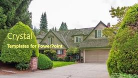  Presentation with north america - PPT theme enhanced with houses in suburb at summer in the north america luxury houses with nice landscape background and a tawny brown colored foreground