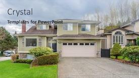  Presentation with north america - Colorful presentation theme enhanced with houses in suburb at summer in the north america luxury houses with nice landscape backdrop and a light blue colored foreground