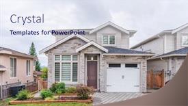  Presentation with north america - Colorful presentation theme enhanced with houses-in-suburb-at-summer backdrop and a sky blue colored foreground