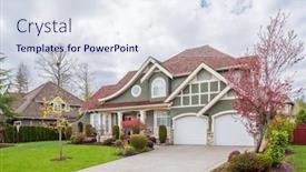  Presentation with north america - Cool new PPT layouts with houses in suburb at summer in the north america luxury houses with nice landscape backdrop and a sky blue colored foreground