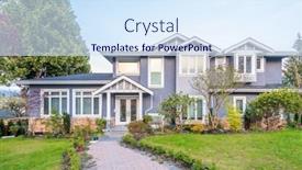  Presentation with north america - Slide set consisting of houses in suburb at summer in the north america luxury houses with nice landscape background and a sky blue colored foreground