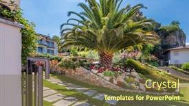  Presentation with luxury - Presentation design enhanced with houses-in-suburb-at-summer background and a tawny brown colored foreground