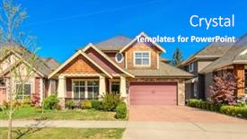  Presentation with north america - Audience pleasing PPT theme consisting of houses-in-suburb-at-summer backdrop and a teal colored foreground