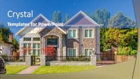  Presentation with north america - PPT layouts with houses-in-suburb-at-summer background and a teal colored foreground