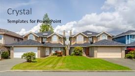  Presentation with north america - Cool new theme with houses-in-suburb-at-summer backdrop and a light blue colored foreground