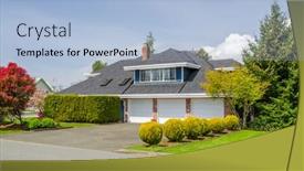  Presentation with north america - Beautiful presentation theme featuring houses-in-suburb-at-summer backdrop and a light blue colored foreground