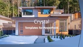  Presentation with north america - PPT theme consisting of houses-in-suburb-at-winter background and a coral colored foreground