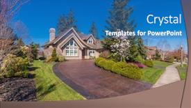  Presentation with north america - Cool new slide deck with houses in suburb with spring blossom in the north america luxury houses with nice white and pink coloured landscape backdrop and a teal colored foreground