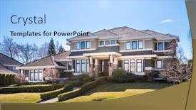  Presentation with north america - Theme featuring houses-in-suburb-with-spring background and a light blue colored foreground