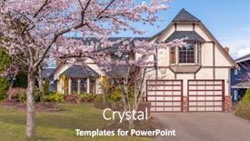  Presentation with coloured - Theme enhanced with houses-in-suburb-with-spring background and a coral colored foreground