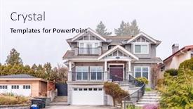  Presentation with north america - Slide set consisting of houses-in-suburb-with-spring background and a sky blue colored foreground