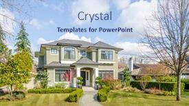  Presentation with north america - Colorful PPT layouts enhanced with houses-in-suburb-with-spring backdrop and a light blue colored foreground