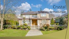  Presentation with coloured - Colorful slide deck enhanced with houses-in-suburb-with-spring backdrop and a light blue colored foreground