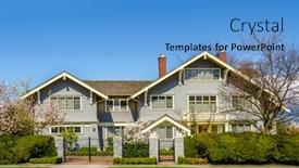  Presentation with north america - Presentation featuring houses-in-suburb-with-spring background and a teal colored foreground