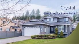  Presentation with north america 3d - Slide set consisting of houses-in-suburb background and a sky blue colored foreground