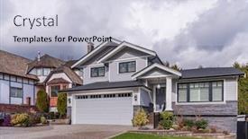  Presentation with north america - Colorful presentation theme enhanced with houses-in-suburb backdrop and a lemonade colored foreground