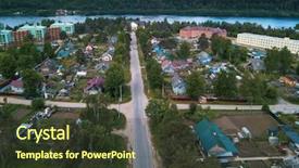  Presentation with bird eye view - Slide set consisting of houses in urban-type settlement background and a tawny brown colored foreground
