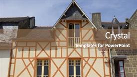  Presentation with saint - Slide deck featuring houses inside the mont saint michel in the north of france background and a coral colored foreground