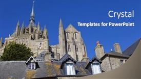  Presentation with saint - Audience pleasing presentation theme consisting of houses-inside-the-mont-saint backdrop and a ocean colored foreground