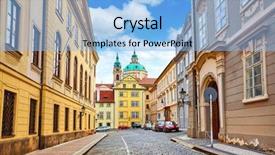  Presentation with czech republic - Colorful slide deck enhanced with houses morning dawn and deserted backdrop and a light blue colored foreground