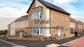  Presentation with estate - Slide set with houses on a typical english background and a coral colored foreground