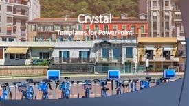  Presentation with bicycles - Colorful slide deck enhanced with houses on background in nice backdrop and a coral colored foreground