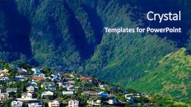  Presentation with green mountains - PPT layouts enhanced with houses on hill green growth background and a navy blue colored foreground