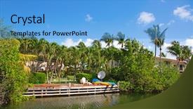 Presentation with luxury vintage house - Amazing PPT theme having houses on the grand cayman backdrop and a  colored foreground