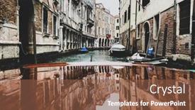  Presentation with wooden - Cool new slide deck with houses-reflections-on-the-varnished backdrop and a tawny brown colored foreground