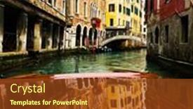  Presentation with wooden - Presentation design featuring houses-reflections-on-the-varnished background and a tawny brown colored foreground