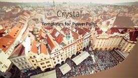  Presentation with prague - Cool new slides with houses with traditional red roofs in prague old town square in the czech republic backdrop and a coral colored foreground