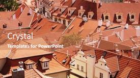 Presentation with prague - Amazing PPT theme having houses with traditional red roofs in prague old town square in the czech republic backdrop and a coral colored foreground