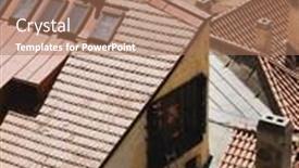  Presentation with prague - Colorful presentation theme enhanced with houses with traditional red roofs in prague old town square in the czech republic backdrop and a coral colored foreground