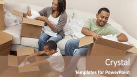  Presentation with african american - Beautiful presentation theme featuring houseware - african american family parents backdrop and a coral colored foreground