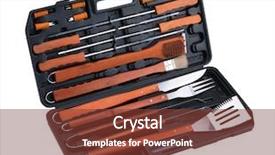  Presentation with bbq - Beautiful presentation design featuring houseware - bbq set of packing backdrop and a tawny brown colored foreground