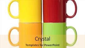  Presentation with tea coffee - PPT theme having houseware - colorful mugs for coffee background and a  colored foreground