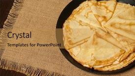  Presentation with differents between crepe and pancake - Audience pleasing slides consisting of houseware - crepe closeup thin pancake backdrop and a gold colored foreground