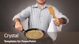  Presentation with pancake - Beautiful presentation theme featuring houseware - man posing with a pancake backdrop and a tawny brown colored foreground