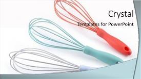  Presentation with plastic waste dumping site - PPT layouts with houseware - plastic whisk eggbeater isolated background and a sky blue colored foreground