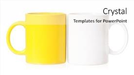  Presentation with tea coffee - Audience pleasing PPT theme consisting of houseware - yellow and white mugs empty backdrop and a white colored foreground