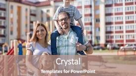  Presentation with playground - Amazing slide deck having housewarming - young family standing backdrop and a coral colored foreground