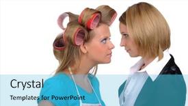  Presentation with relationship - Audience pleasing presentation theme consisting of housewife and businesswoman find backdrop and a  colored foreground