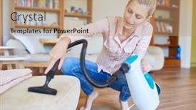  Presentation with room cleaning - Beautiful PPT layouts featuring housewife-as-a-cleaning-lady backdrop and a coral colored foreground