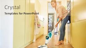  Presentation with steam - Theme with housewife-as-a-cleaning-lady background and a lemonade colored foreground